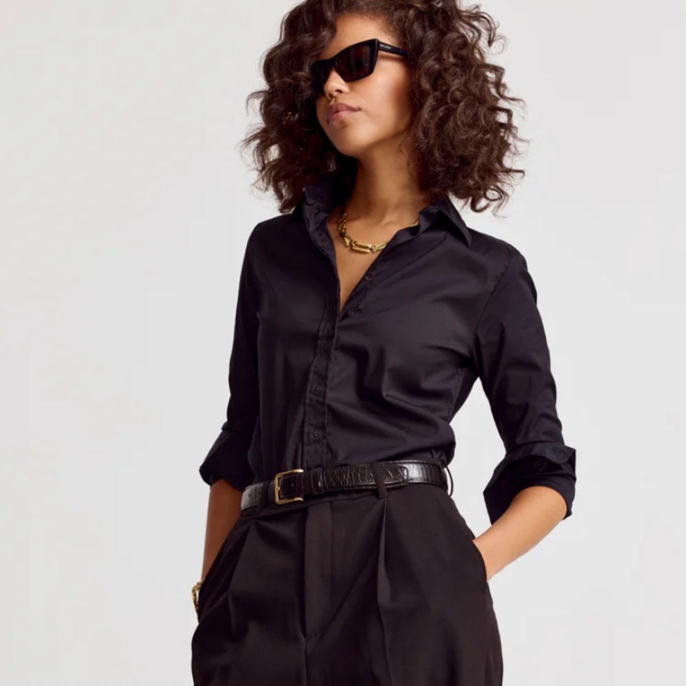 The Shirt Rochelle Behrens The Icon Button Down Shirt Black XL